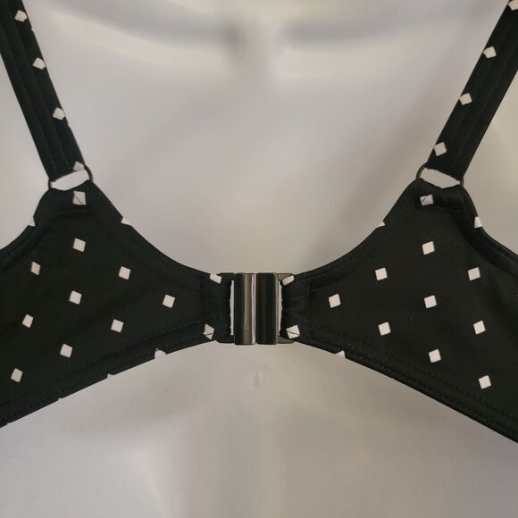 Freya Black Diamond Dot Print Padded Bikini Swimsuit Top Underwired Plunge 32DD - Picture 7 of 14